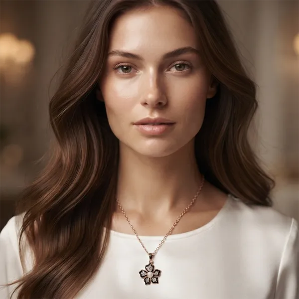 The99jewel_Rose_Gold_Plated_Floral_Shape_Austrian_Stone_Pendant_Chain_For_Women_Rose_Gold
