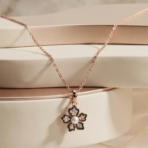The99jewel_Rose_Gold_Plated_Floral_Shape_Austrian_Stone_Pendant_Chain_For_Women_Rose_Gold