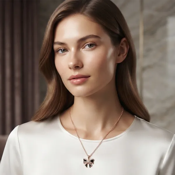 The99jewel_Rose_Gold_Plated_Bow_Shape_Austrian_Stone_Pendant_Chain_For_Women_Rose_Gold