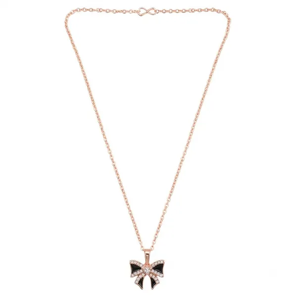The99jewel_Rose_Gold_Plated_Bow_Shape_Austrian_Stone_Pendant_Chain_For_Women_Rose_Gold