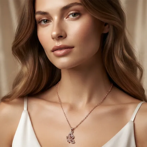 The99jewel_Rose_Gold_Plated_Butterfly_Shape_Austrian_Stone_Pendant_Chain_For_Women_Rose_Gold