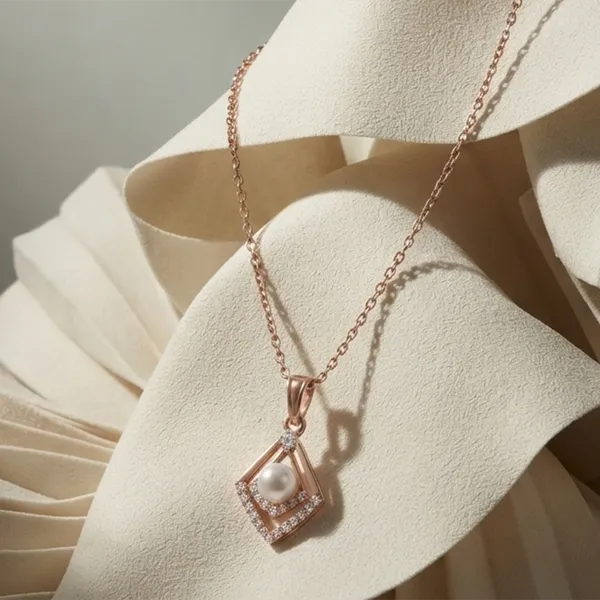 The99jewel_Rose_Gold_Plated_Pearl_Austrian_Stone_Pendant_Chain_For_Women_Rose_Gold