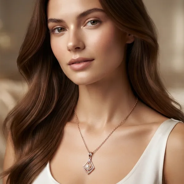 The99jewel_Rose_Gold_Plated_Pearl_Austrian_Stone_Pendant_Chain_For_Women_Rose_Gold