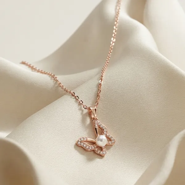 The99jewel_Rose_Gold_Plated_Butterfly_Austrian_Stone_Pendant_Chain_For_Women_Rose_Gold