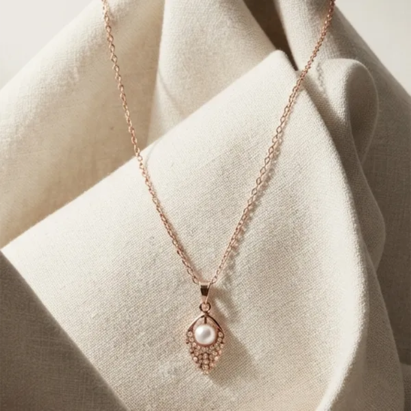 The99jewel_Rose_Gold_Plated_Pearl_Austrian_Stone_Pendant_Chain_For_Women_Rose_Gold
