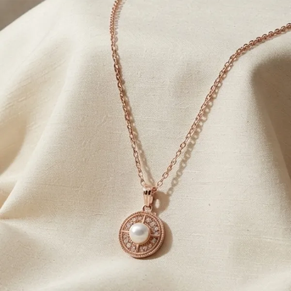 The99jewel_Rose_Gold_Plated_Pearl_Austrian_Stone_Pendant_Chain_For_Women_Rose_Gold