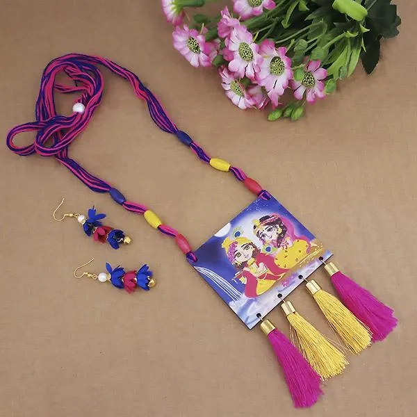 The99jewel_Lord_Radha_Krishna_Digital_Printed_Wooden_Necklace_Set_Multi