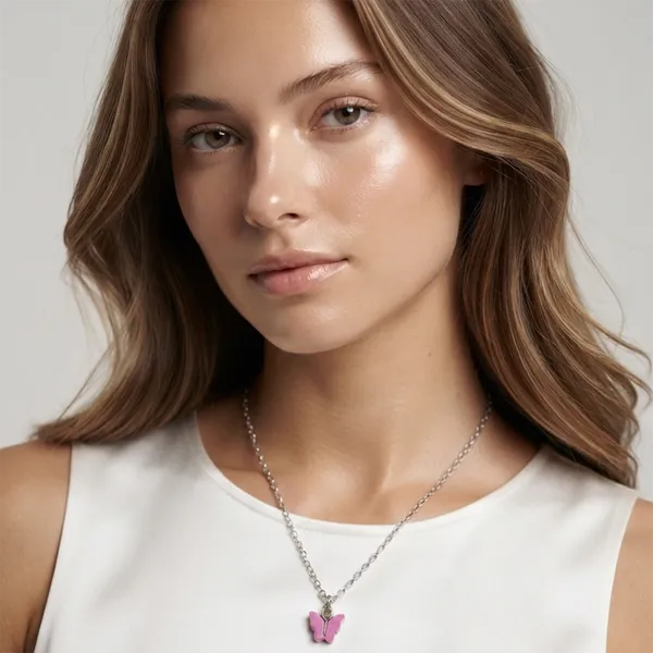 The99jewel_Beautiful_Butterfly_Shape_Silver_Plated_Chain_Pendant_For_Women_Light_Purple