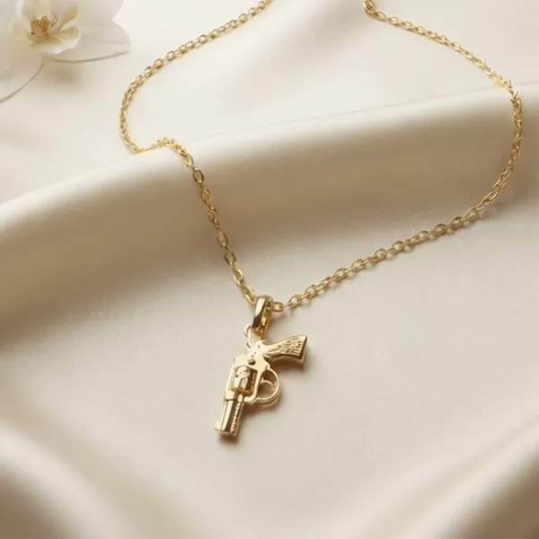 The99jewel_Modern_Gold_Plated_Gun_Shape_Chain_Pendant_For_Women_Gold
