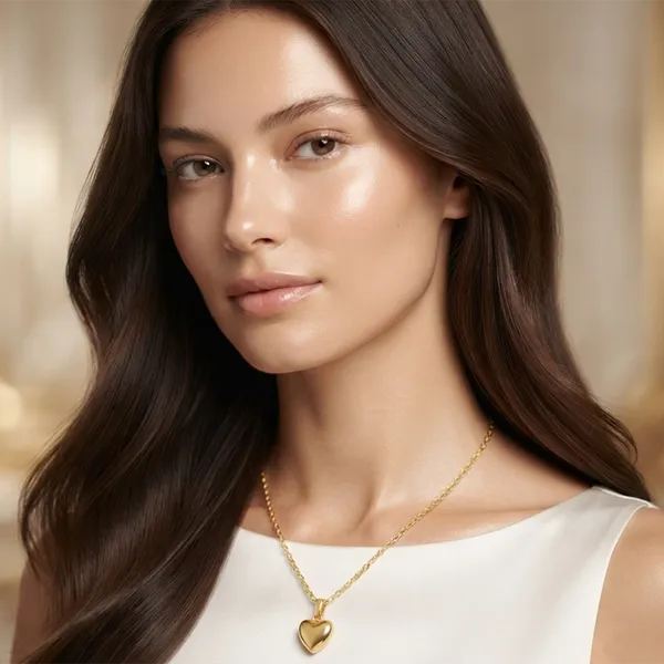 The99jewel_Modern_Gold_Plated_Heart_Shape_Chain_Pendant_For_Women_Gold