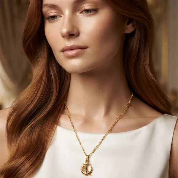 The99jewel_Modern_Gold_Plated_Anchor_Shape_Chain_Pendant_For_Women_Gold