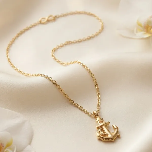 The99jewel_Modern_Gold_Plated_Anchor_Shape_Chain_Pendant_For_Women_Gold