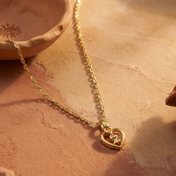 The99jewel_Modern_Gold_Plated_Heart_Shape_Chain_Pendant_For_Women_Gold