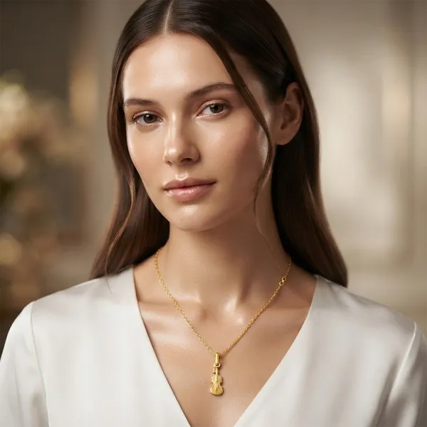 The99jewel_Modern_Gold_Plated_Guitar_Shape_Chain_Pendant_For_Women_Gold