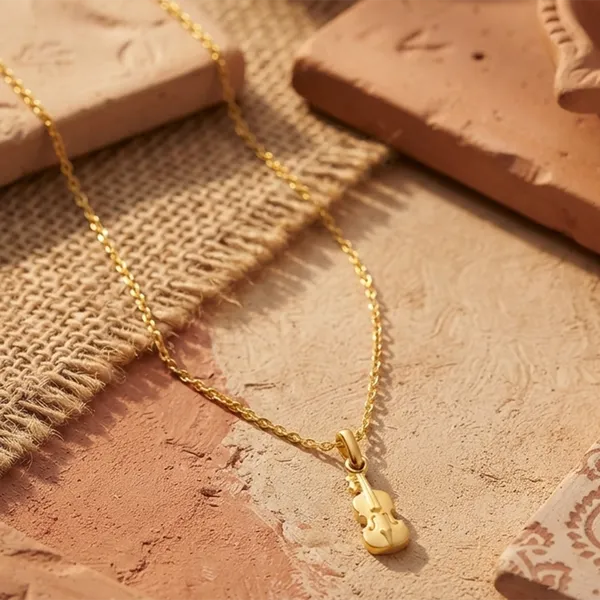 The99jewel_Modern_Gold_Plated_Guitar_Shape_Chain_Pendant_For_Women_Gold