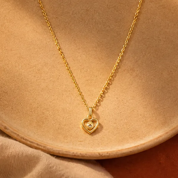 The99jewel_Modern_Gold_Plated_Heart_Shape_Chain_Pendant_For_Women_Gold