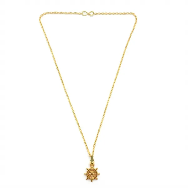 The99jewel_Modern_Gold_Plated_Ship_Wheel_Shape_Chain_Pendant_For_Women_Gold