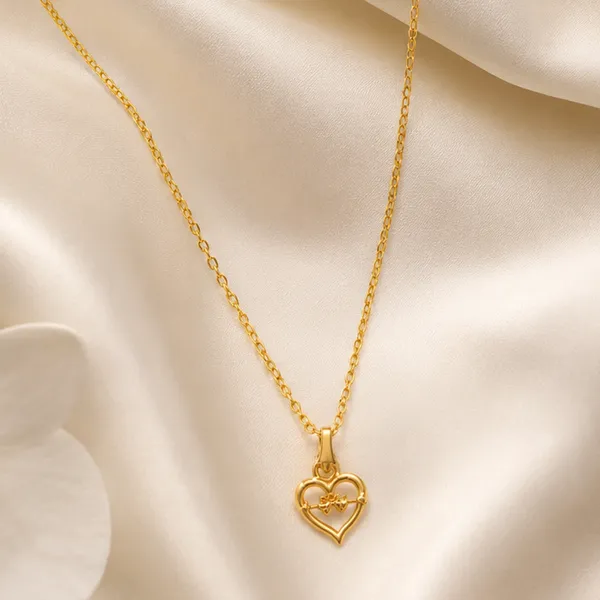 The99jewel_Modern_Gold_Plated_Heart_Shape_Chain_Pendant_For_Women_Gold