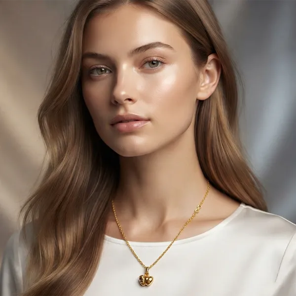 The99jewel_Modern_Gold_Plated_Heart_Shape_Chain_Pendant_For_Women_Gold