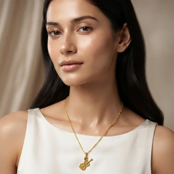 The99jewel_Stylish_Gold_Plated_Guitar_Shape_Chain_Pendant_For_Women_Gold