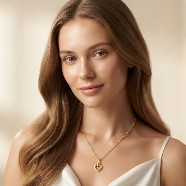 The99jewel_Modern_Gold_Plated_Heart_Shape_Chain_Pendant_For_Women_Gold
