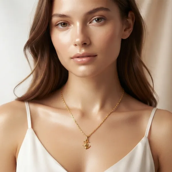 The99jewel_Modern_Gold_Plated_Anchor_Shape_Chain_Pendant_For_Women_Gold