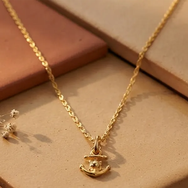 The99jewel_Modern_Gold_Plated_Anchor_Shape_Chain_Pendant_For_Women_Gold
