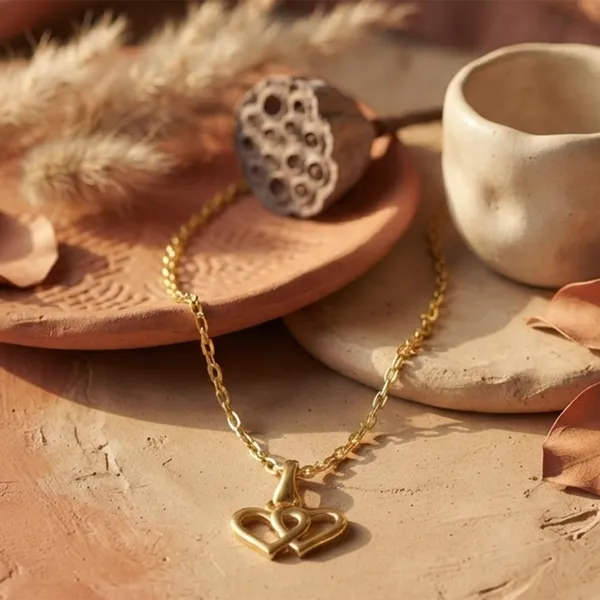 The99jewel_Modern_Gold_Plated_Double_Heart_Shape_Chain_Pendant_For_Women_Gold