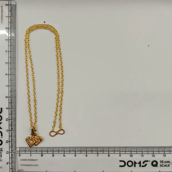 The99jewel_Modern_Gold_Plated_Double_Heart_Shape_Chain_Pendant_For_Women_Gold