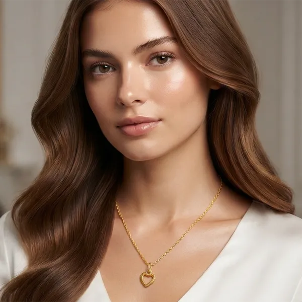 The99jewel_Modern_Gold_Plated_Heart_Shape_Chain_Pendant_For_Women_Gold