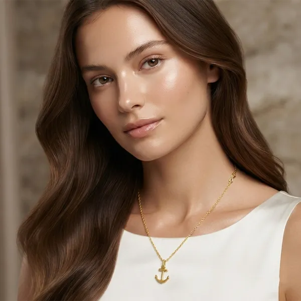 The99jewel_Modern_Gold_Plated_Anchor_Shape_Chain_Pendant_For_Women_Gold