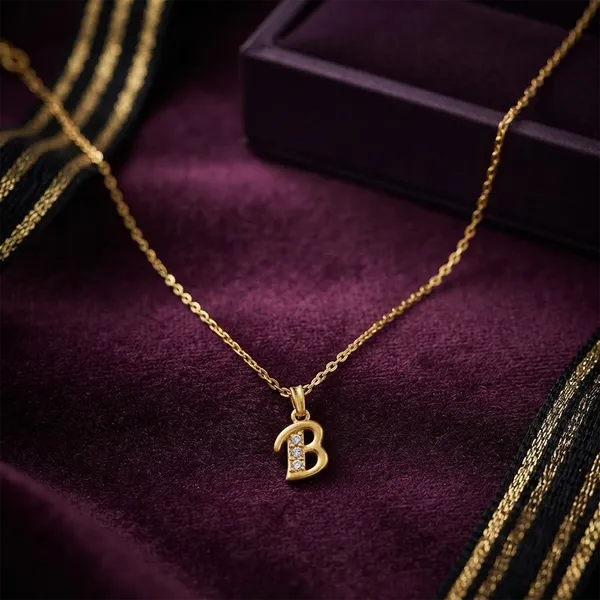 The99jewel_Beautiful_Initial_B_Pendant_Chain_For_Women_Trendy_Gold_Plated_Fashion_Jewellery_Gold