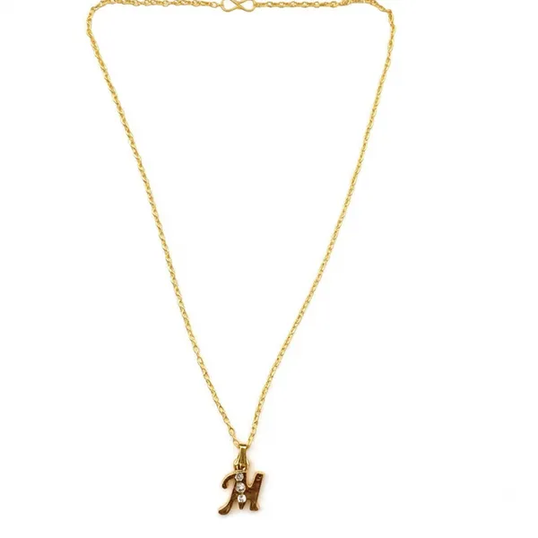 The99jewel_Beautiful_Initial_M_Pendant_Chain_For_Women_Trendy_Gold_Plated_Fashion_Jewellery_Gold