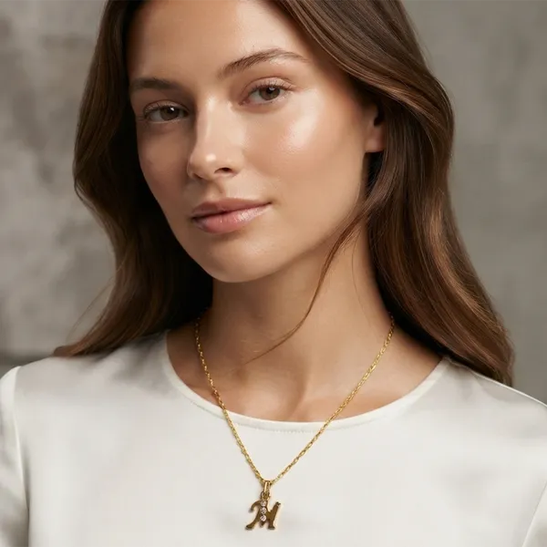 The99jewel_Beautiful_Initial_M_Pendant_Chain_For_Women_Trendy_Gold_Plated_Fashion_Jewellery_Gold
