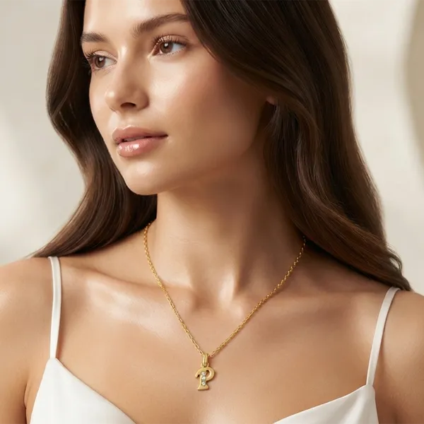 The99jewel_Beautiful_Initial_P_Pendant_Chain_For_Women_Trendy_Gold_Plated_Fashion_Jewellery_Gold