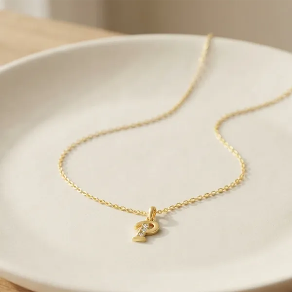 The99jewel_Beautiful_Initial_P_Pendant_Chain_For_Women_Trendy_Gold_Plated_Fashion_Jewellery_Gold