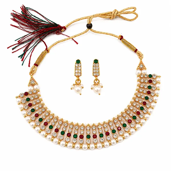 The99jewel_Designer_Austrian_Stone_Pearl_Choker_Necklace_Set_For_Women_Traditional_Party_Jewellery_Green_Red