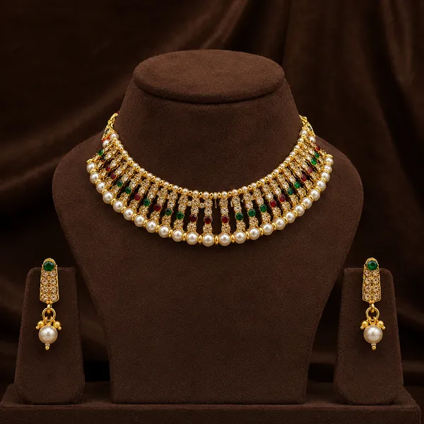 The99jewel_Designer_Austrian_Stone_Pearl_Choker_Necklace_Set_For_Women_Traditional_Party_Jewellery_Green_Red