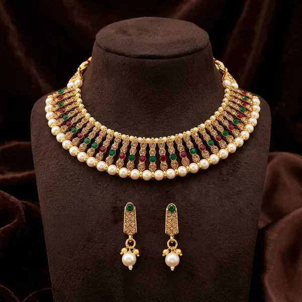 The99jewel_Designer_Austrian_Stone_Pearl_Choker_Necklace_Set_For_Women_Traditional_Party_Jewellery_Green_Red