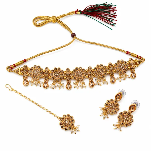 The99jewel_Beautiful_Austrian_Stone_Pearl_Choker_Necklace_Set_For_Women_Wedding_Party_Wear_Lct