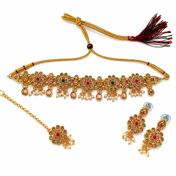 The99jewel_Beautiful_Austrian_Stone_Pearl_Choker_Necklace_Set_For_Women_Wedding_Party_Wear_Multi