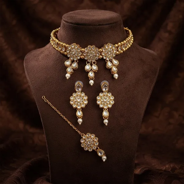 The99jewel_Elegant_Austrian_Crystal_Stone_Pearl_Choker_Necklace_Set_For_Women_Festive_Jewellery_White