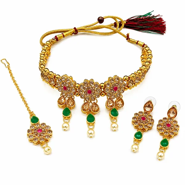 The99jewel_Elegant_Austrian_Crystal_Stone_Pearl_Choker_Necklace_Set_For_Women_Festive_Jewellery_Multi