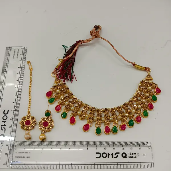 The99jewel_Stylish_Austrian_Crystal_Stone_Pearl_Choker_Necklace_Set_For_Women_Fashion_Jewellery_Green_Pink