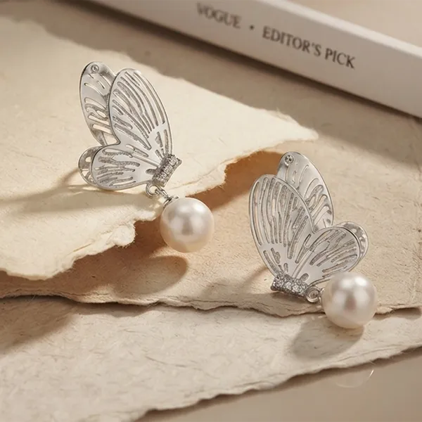 The99jewel_Beautiful_Butterfly_Shape_Pearl_Drop_Earrings_For_Women_Classic_Ethnic_Party_Wear_Silver