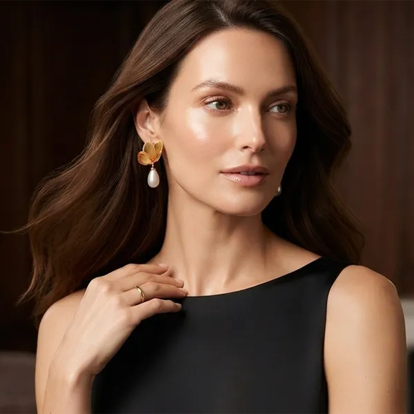 The99jewel_Beautiful_Butterfly_Shape_Pearl_Drop_Earrings_For_Women_Classic_Ethnic_Party_Wear_Gold