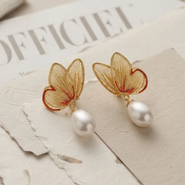 The99jewel_Beautiful_Butterfly_Shape_Pearl_Drop_Earrings_For_Women_Classic_Ethnic_Party_Wear_Gold