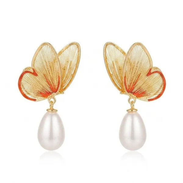 The99jewel_Beautiful_Butterfly_Shape_Pearl_Drop_Earrings_For_Women_Classic_Ethnic_Party_Wear_Gold