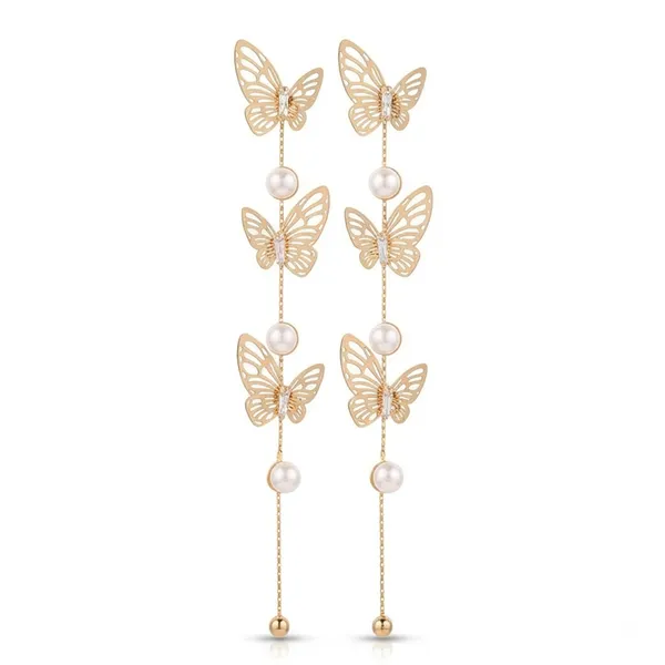 The99jewel_Trendy_Long_Tassel_Earrings_With_Butterfly_Drop_For_Women_Gold