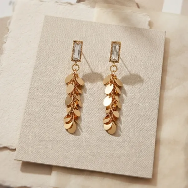The99jewel_Trendy_Long_Tassel_Earrings_With_Heart_Drop_For_Women_Gold